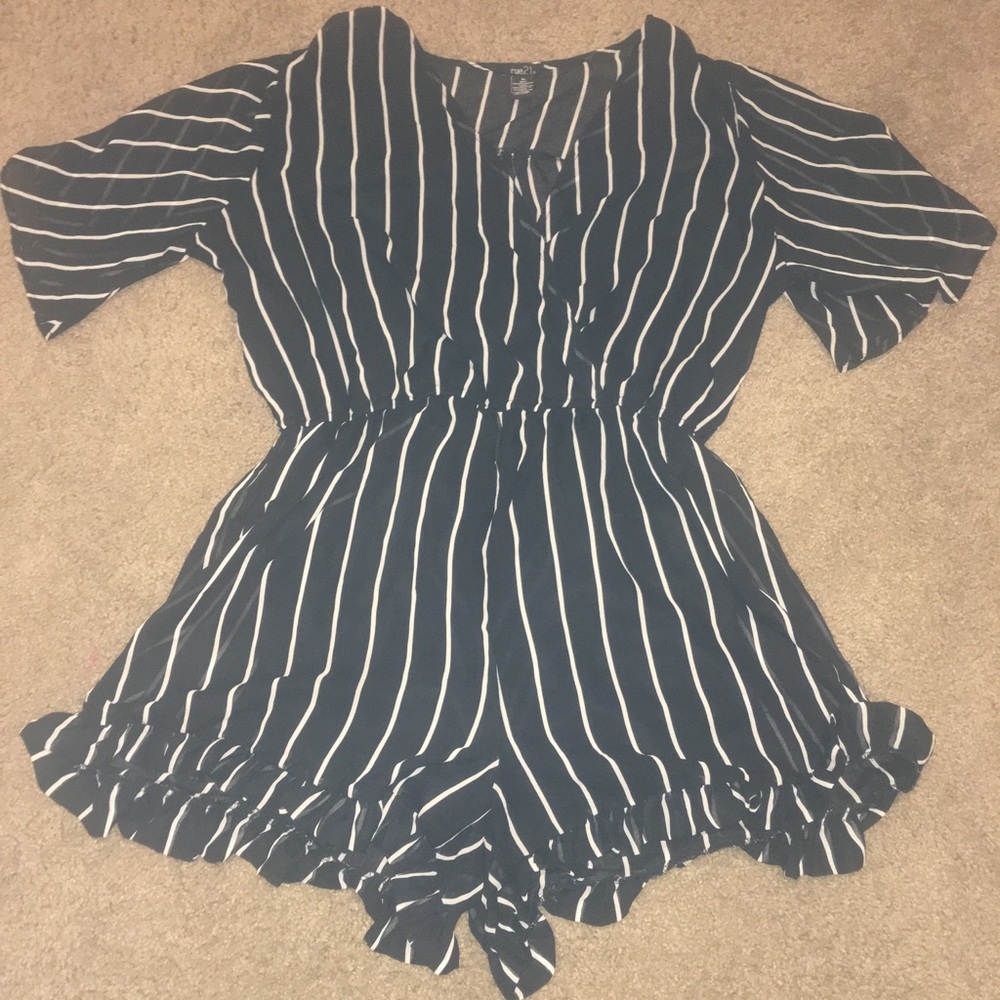 Black and white striped romper. Cute and flowy